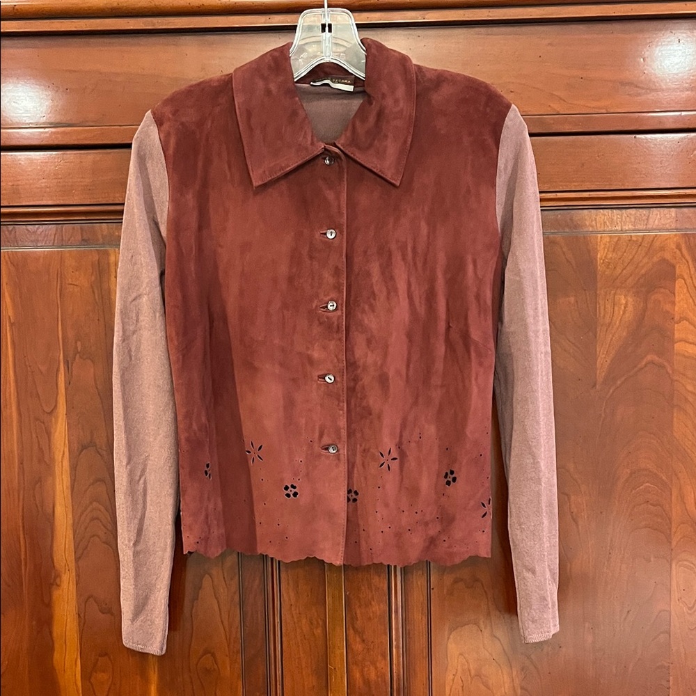 Paolo Pecora Women's lamb suede shirt burgendy
